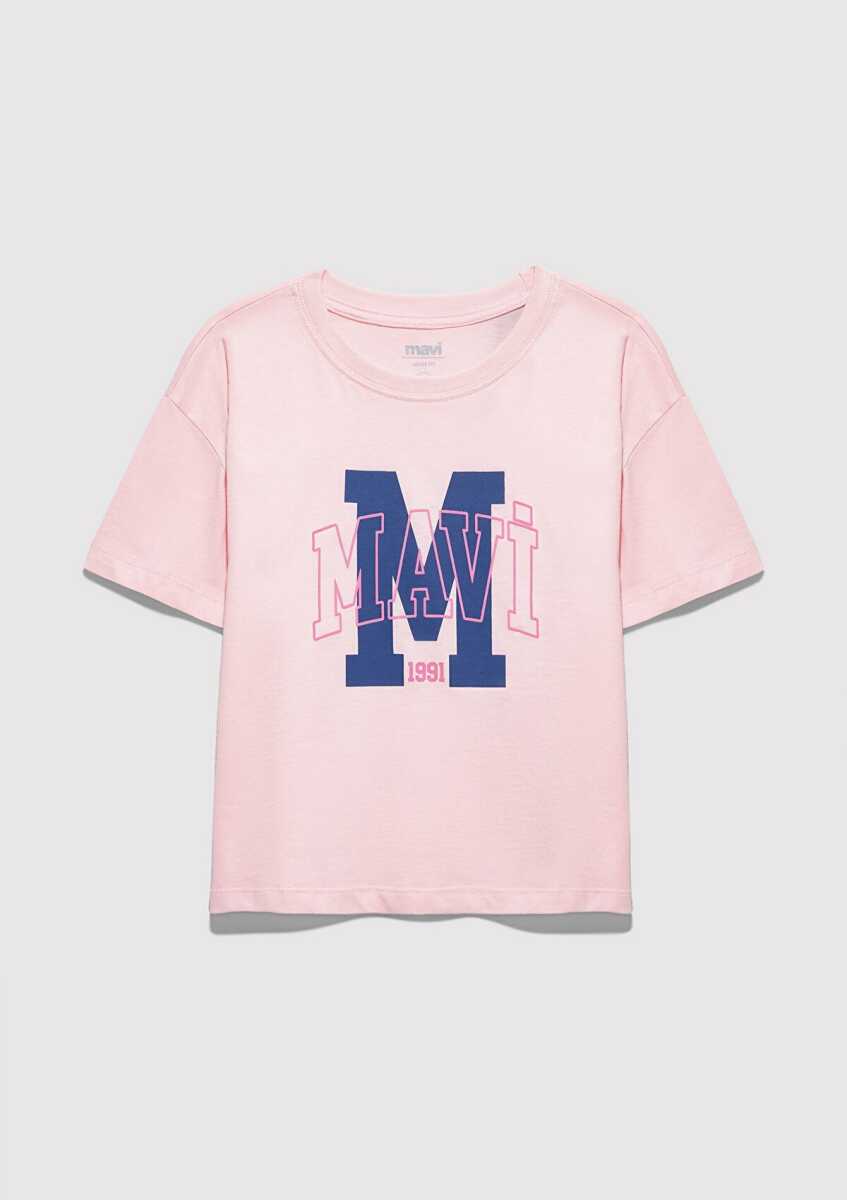 Mavi M Logo Baskılı Pembe Loose Fit Çocuk Tişört 7610390-71007 (1)