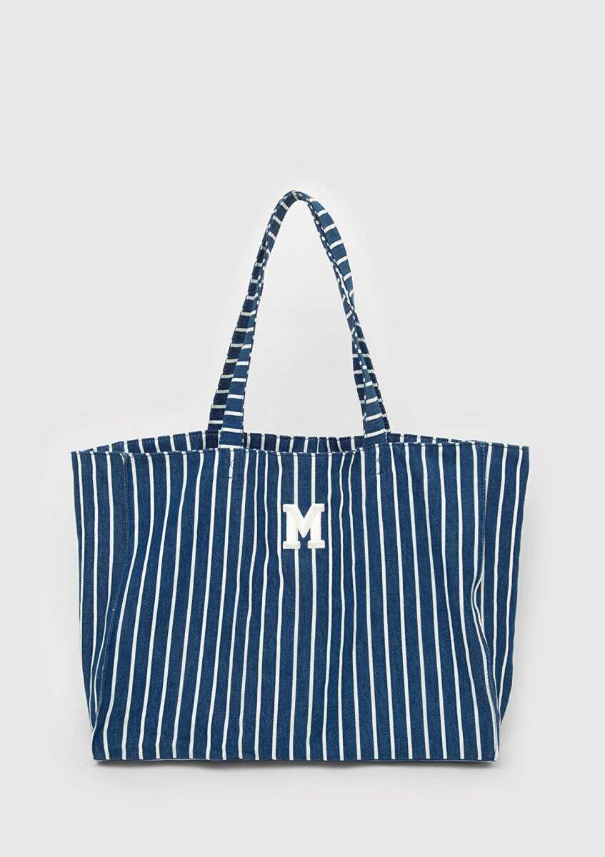 Mavi M Logo İşlemeli Denim Omuz Kadın Çantası 1913787-32177 (1)