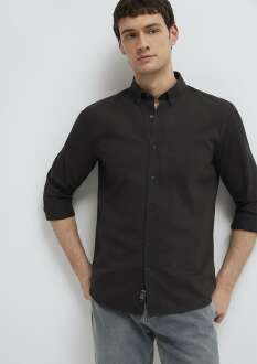 Mavi M Logo Nakışlı Kahverengi Erkek Gömlek 0211192-90892 