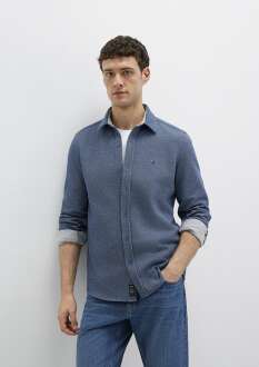 Mavi M Logo Nakışlı Lacivert Örme Regular Fit Erkek Gömlek 0211763-70718 