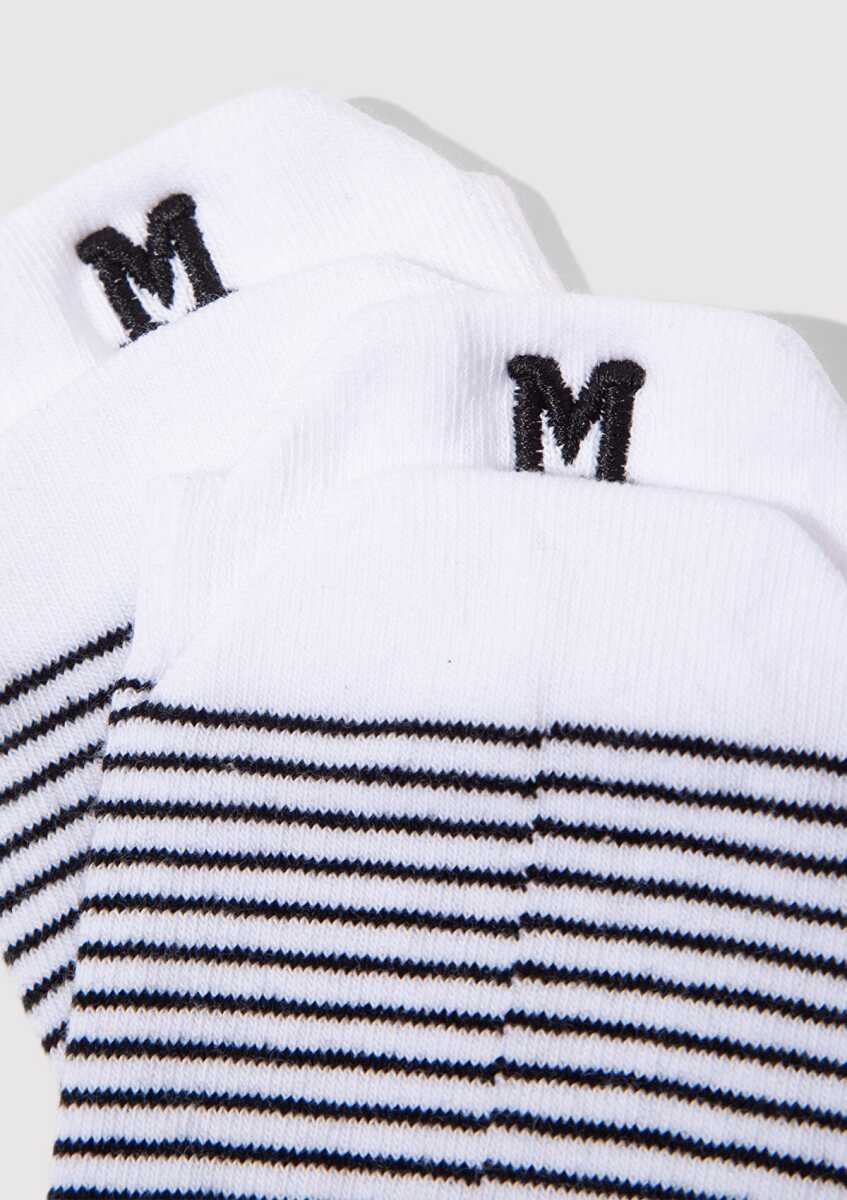 Mavi M Nakışlı Beyaz PatikKadın  Çorap 1913782-620 (1)