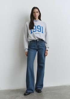 Mavi Malibu Icon Puslu Koyu Mavi Wide Leg Kadın Jean Pantolon 1010152-90516