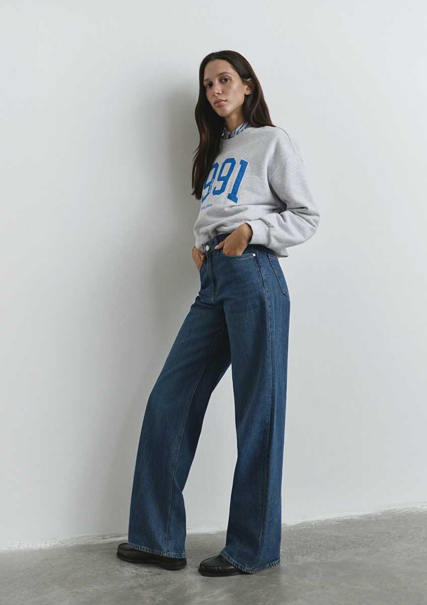 Mavi Malibu Icon Puslu Koyu Mavi Wide Leg Kadın Jean Pantolon 1010152-90516 - Mavi (1)