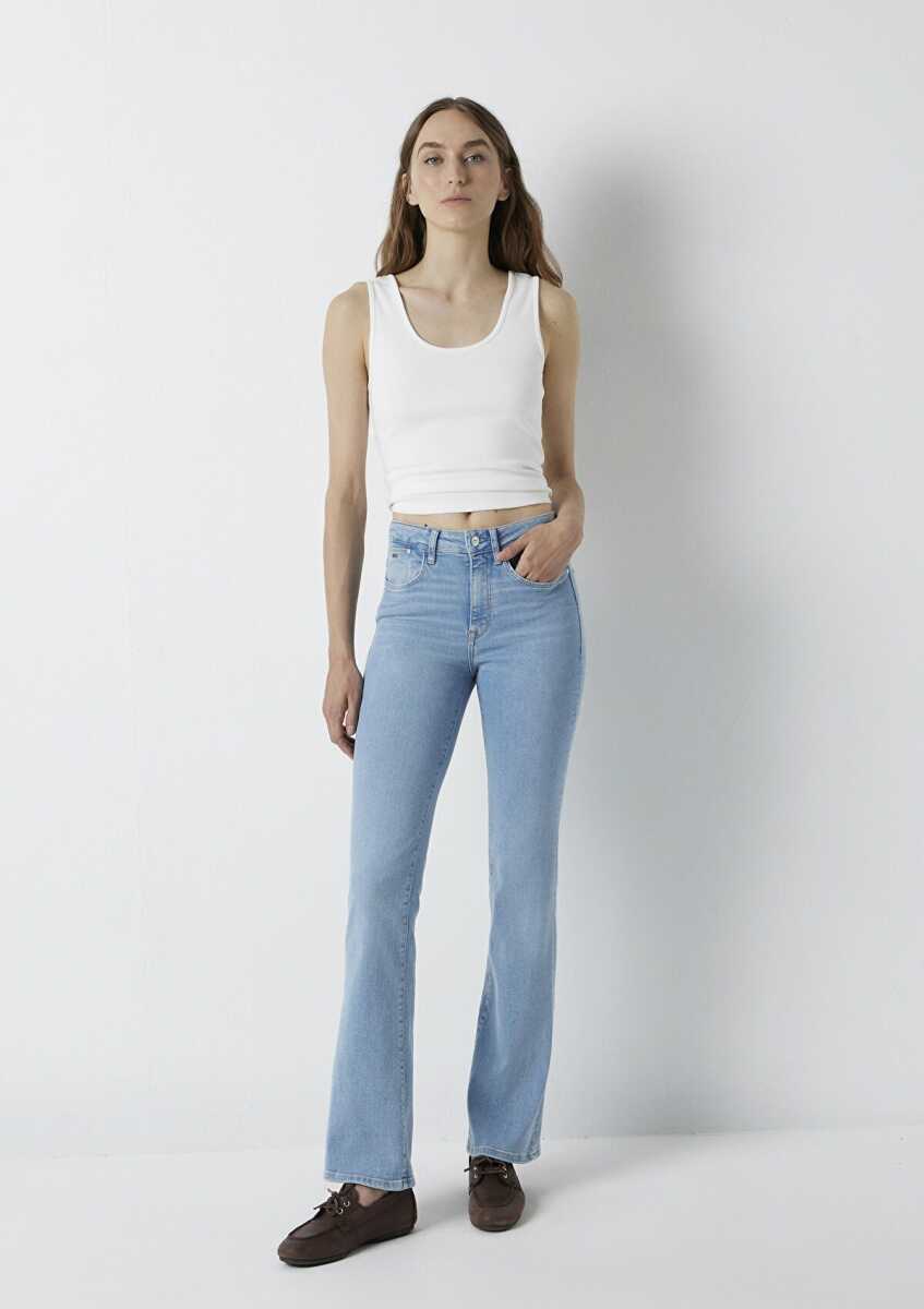 Mavi Maria Lt Brushed Premium Blue Flare Normal Bel Kadın Jean Pantolon 101225-A4172 - 2
