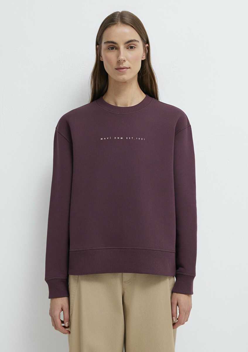 Mavi Mavi Denim Baskılı Bordo Loose Fit Kadın Sweatshirt 1S10525-70260 - 4