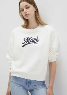 Mavi Mavi Logo Baskılı Beyaz Kadın Sweat 1S10419-80194 