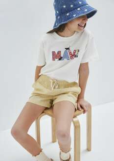 Mavi Mavi Logo Baskılı Ekru Loose Fit Çocuk Tişört 7610426-70057