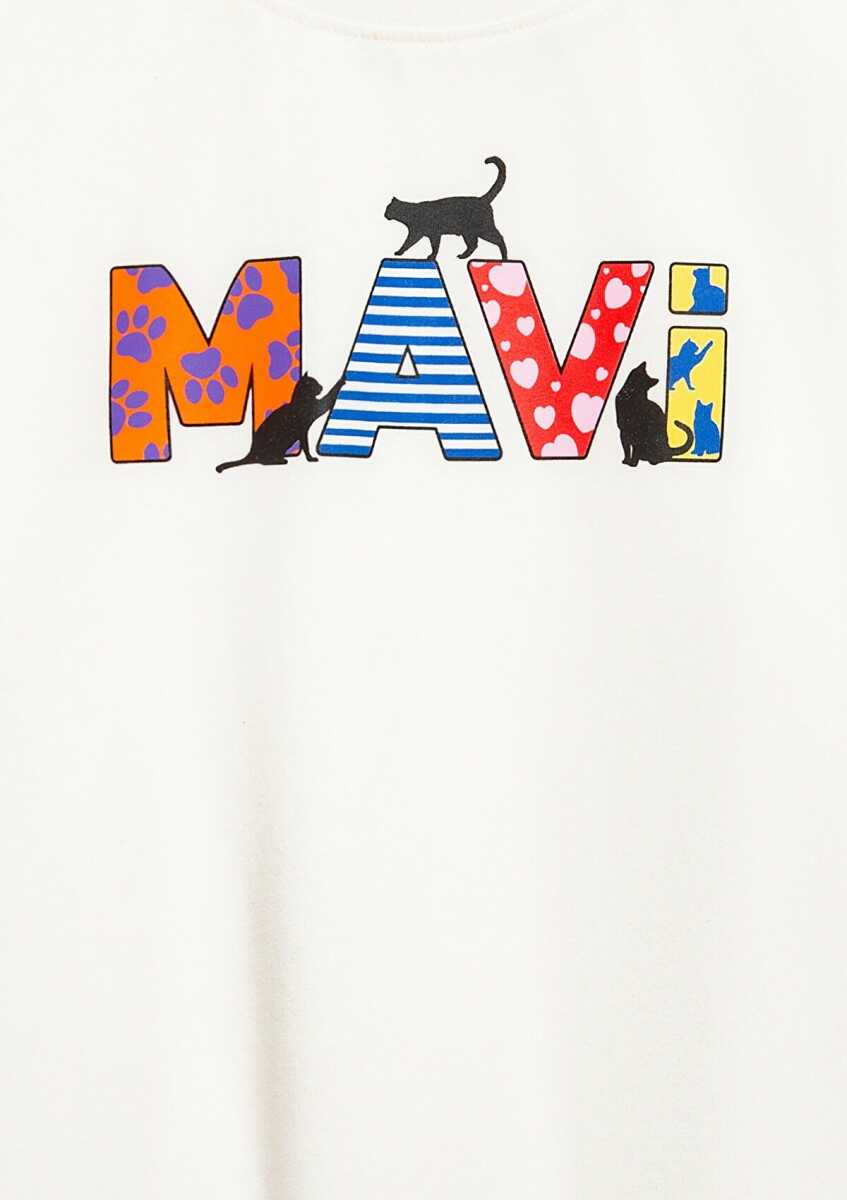 Mavi Mavi Logo Baskılı Ekru Loose Fit Çocuk Tişört 7610426-70057 - 5