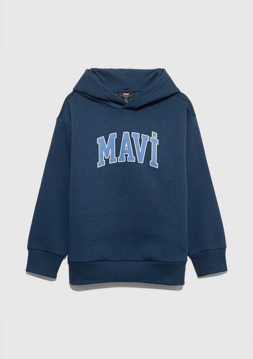 Mavi Mavi Logo Baskılı Lacivert Kapüşonlu Cocuk Sweat 6610110-70720 - 3