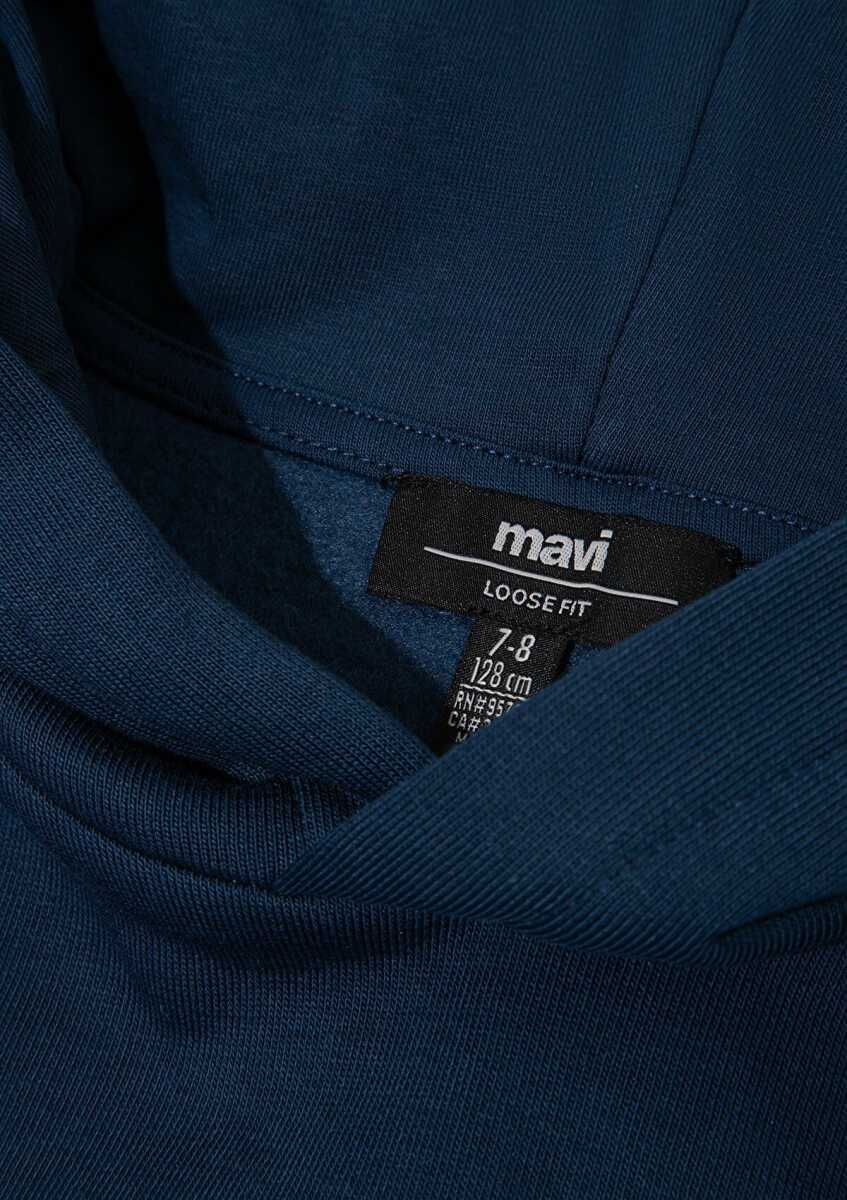 Mavi Mavi Logo Baskılı Lacivert Kapüşonlu Cocuk Sweat 6610110-70720 - 5