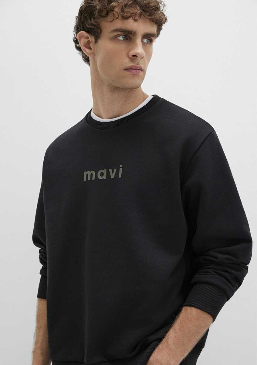 Mavi Mavi Logo Baskılı Siyah Loose Fit Erkek Sweat 0S10556-900 - Mavi