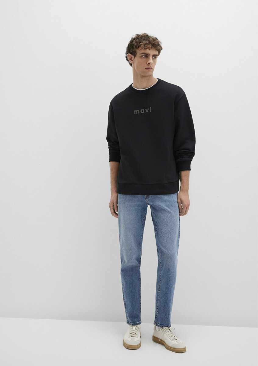 Mavi Mavi Logo Baskılı Siyah Loose Fit Erkek Sweat 0S10556-900 - Mavi (1)