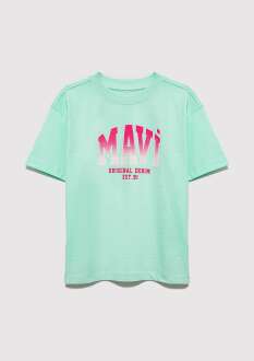 Mavi Mavi Logo Baskılı Yeşil Loose Fit Çocuk Tişört 7610386-71643 