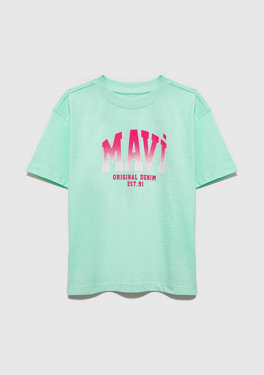 Mavi Mavi Logo Baskılı Yeşil Loose Fit Çocuk Tişört 7610386-71643
