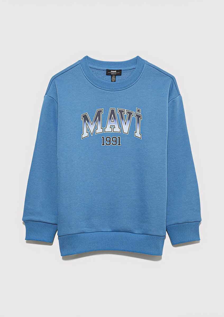 Mavi Mavi Logo Bisiklet Yaka Mavi Loose Fit Çocuk Sweat 6S10163-70724 - 4