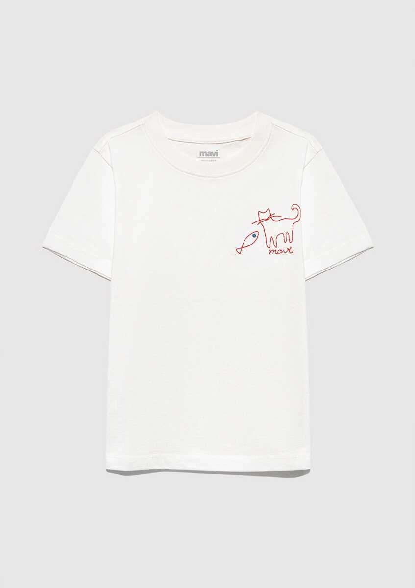 Mavi Mavıterranean Kedi Baskılı Çocuk Tişört 7610380-70057 - Mavi