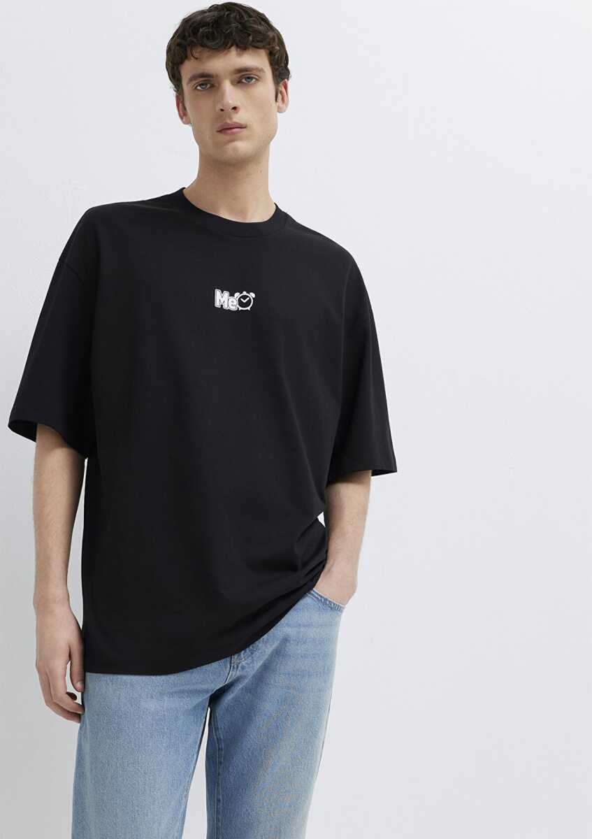 Mavi Me Baskılı Siyah Oversize Erkek Tişört 0613377-900 (1)