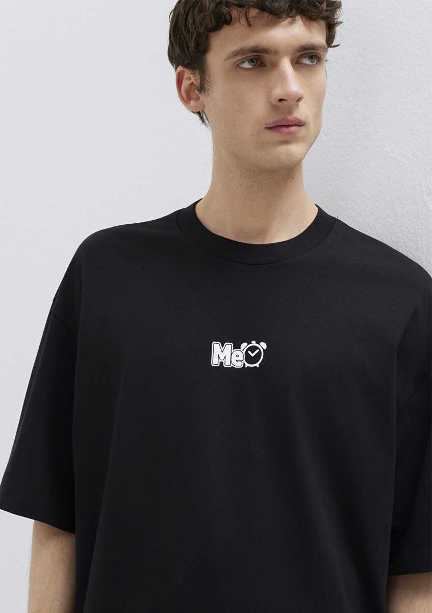 Mavi Me Baskılı Siyah Oversize Erkek Tişört 0613377-900 - 1