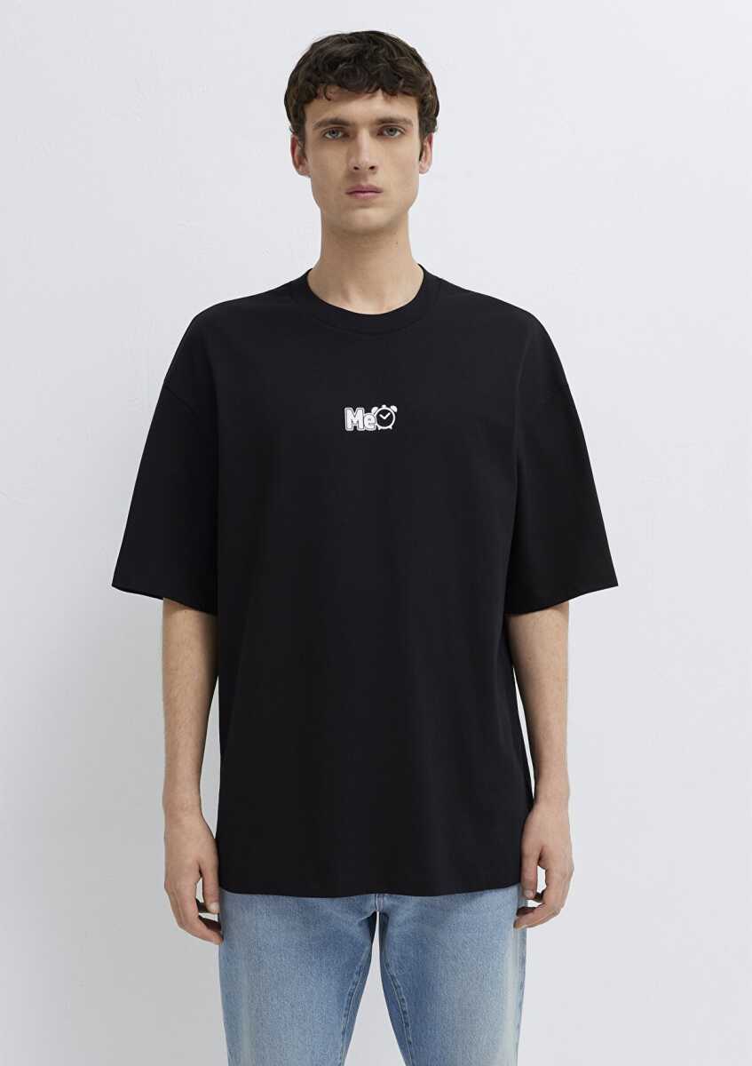 Mavi Me Baskılı Siyah Oversize Erkek Tişört 0613377-900 - 3