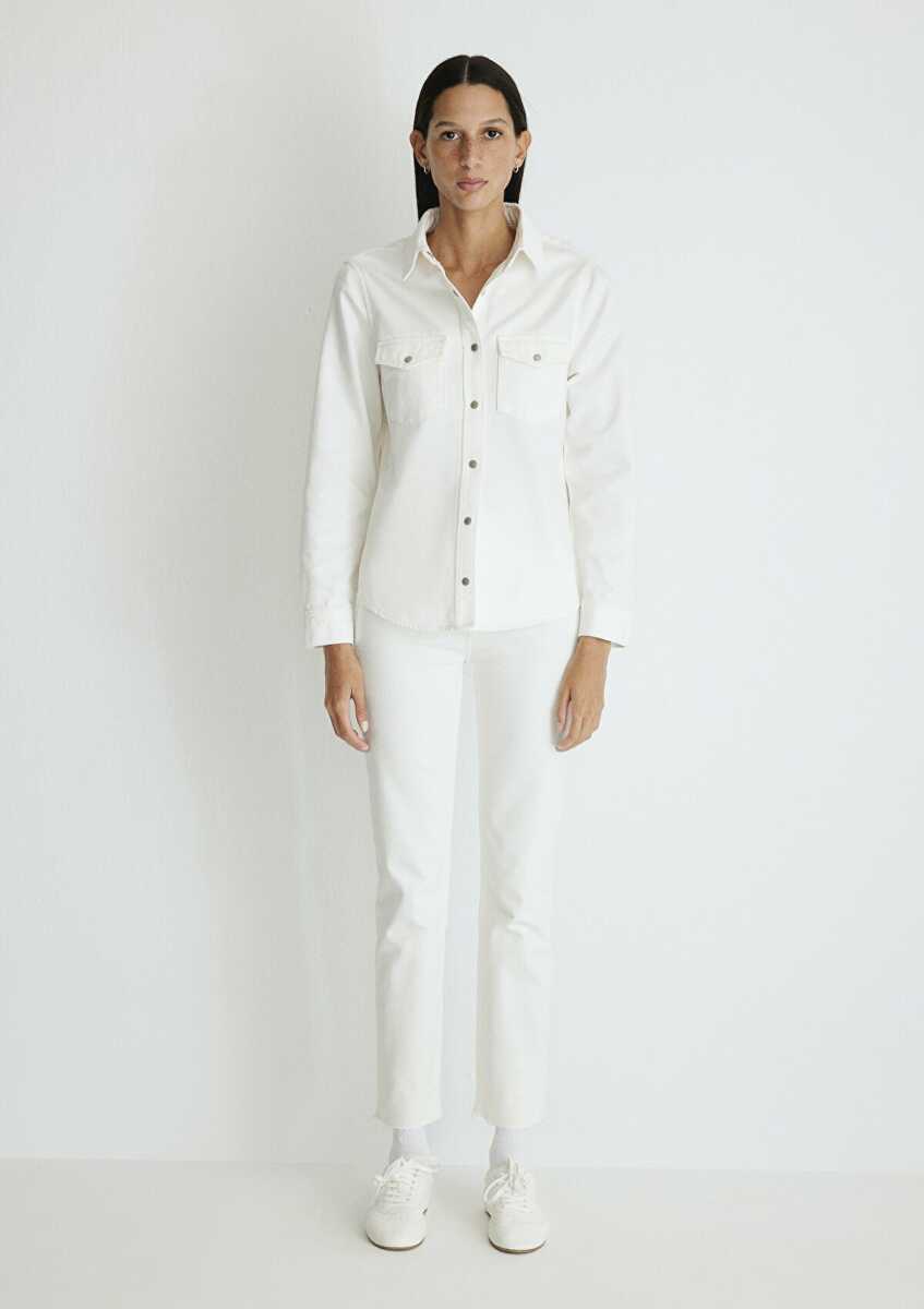 Mavi Merida All Blue Kırık Beyaz Jean Gömlek 1210662-86491 (1)