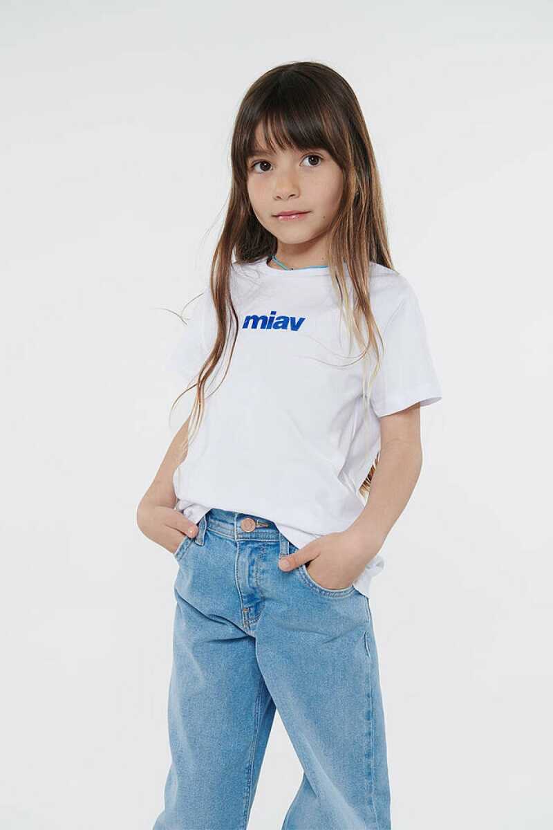 Mavi Miav Baskılı Beyaz Çocuk Tişört 66332620 - 1