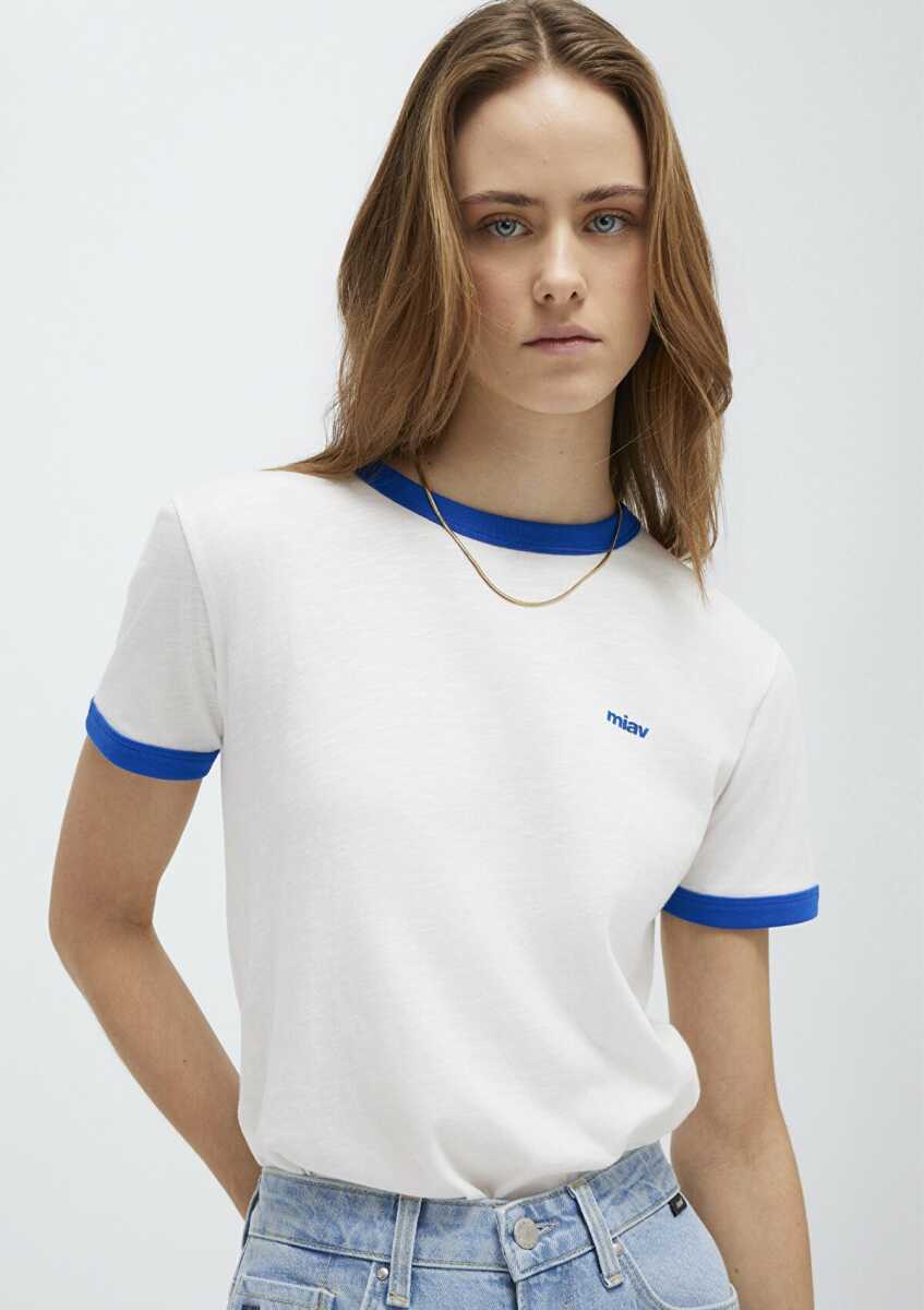 Mavi Miav Baskılı Ekru Regular Fit Kadın Tişört 1614089-70057