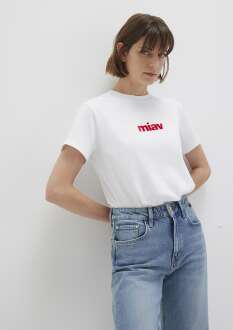 Mavi Miav Baskılı Kadın Tişört 1610622-86417 