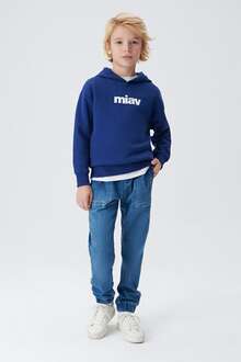 Mavi Mıav Baskılı Kapişonlu Çocuk Sweat 6S10028-70722