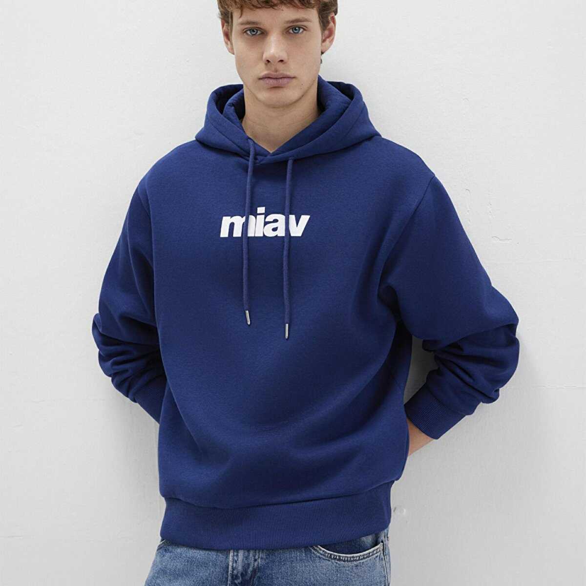 Mavi Miav Kapişonlu Koyu Saks Mavi Erkek Sweat 0S10001-70722 - 2