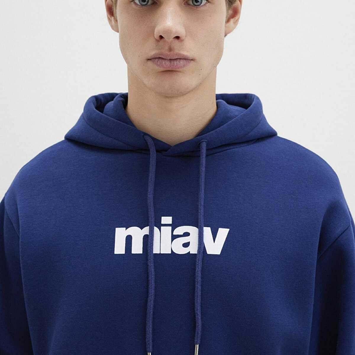 Mavi Miav Kapişonlu Koyu Saks Mavi Erkek Sweat 0S10001-70722 - 5