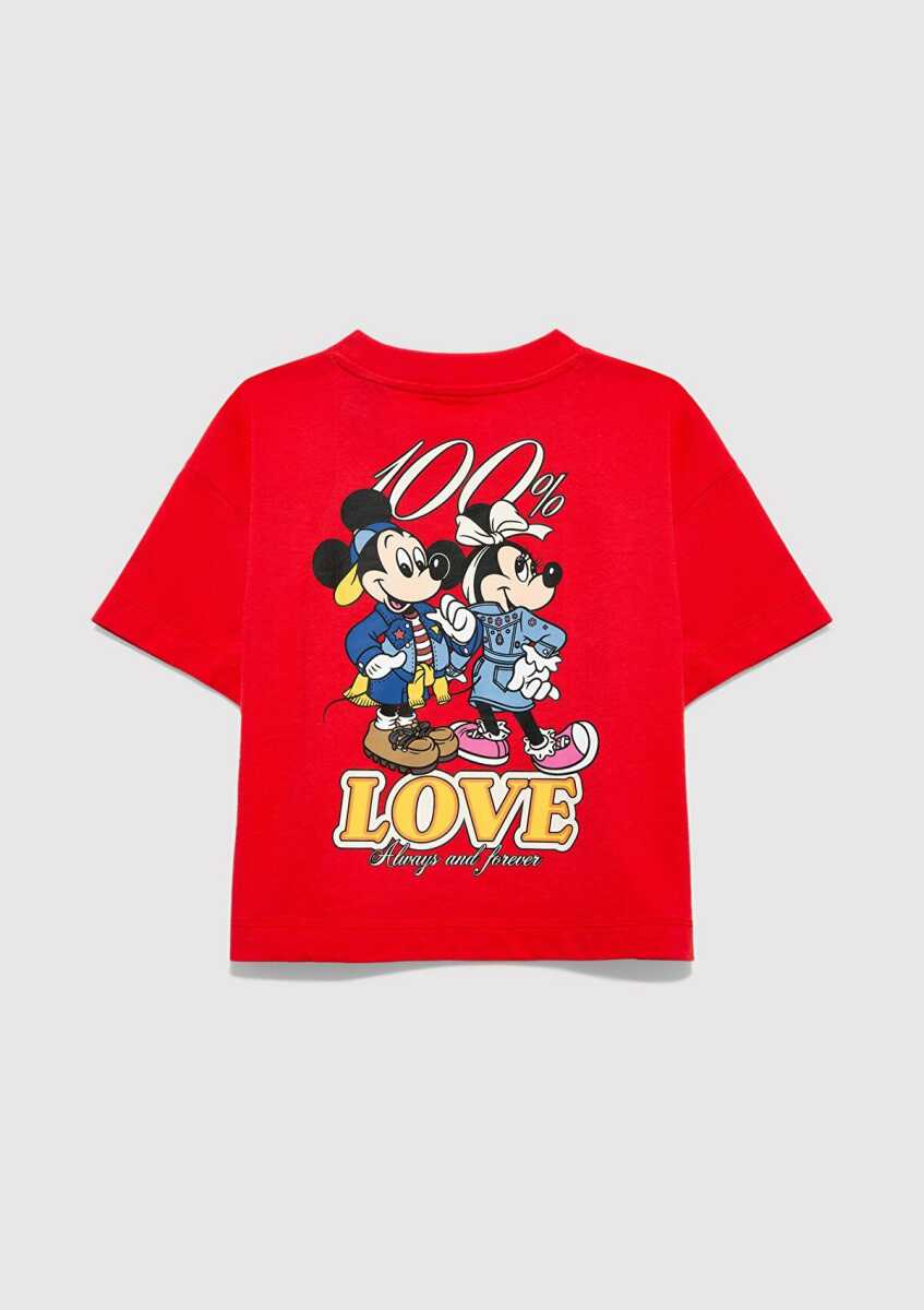 Mavi Mickey Mouse Baskılı Kırmızı Loose Fit Çocuk Tişört 7610420-70478 - 3