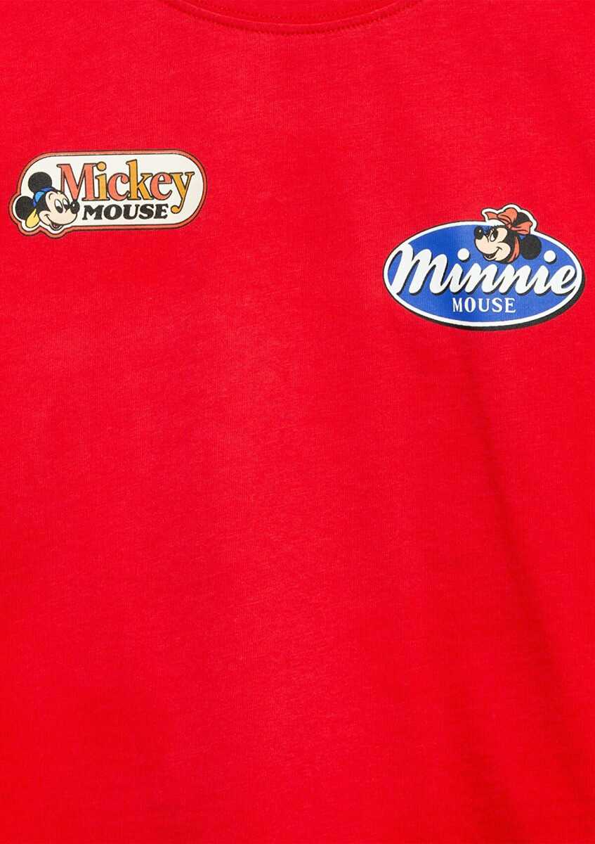 Mavi Mickey Mouse Baskılı Kırmızı Loose Fit Çocuk Tişört 7610420-70478 - 4