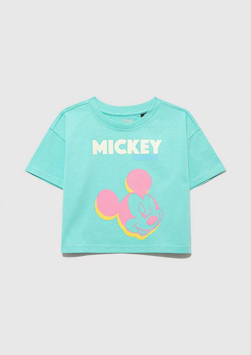 Mavi Mickey Mouse Baskılı Yeşil Çocuk Tişört 7610332-71673