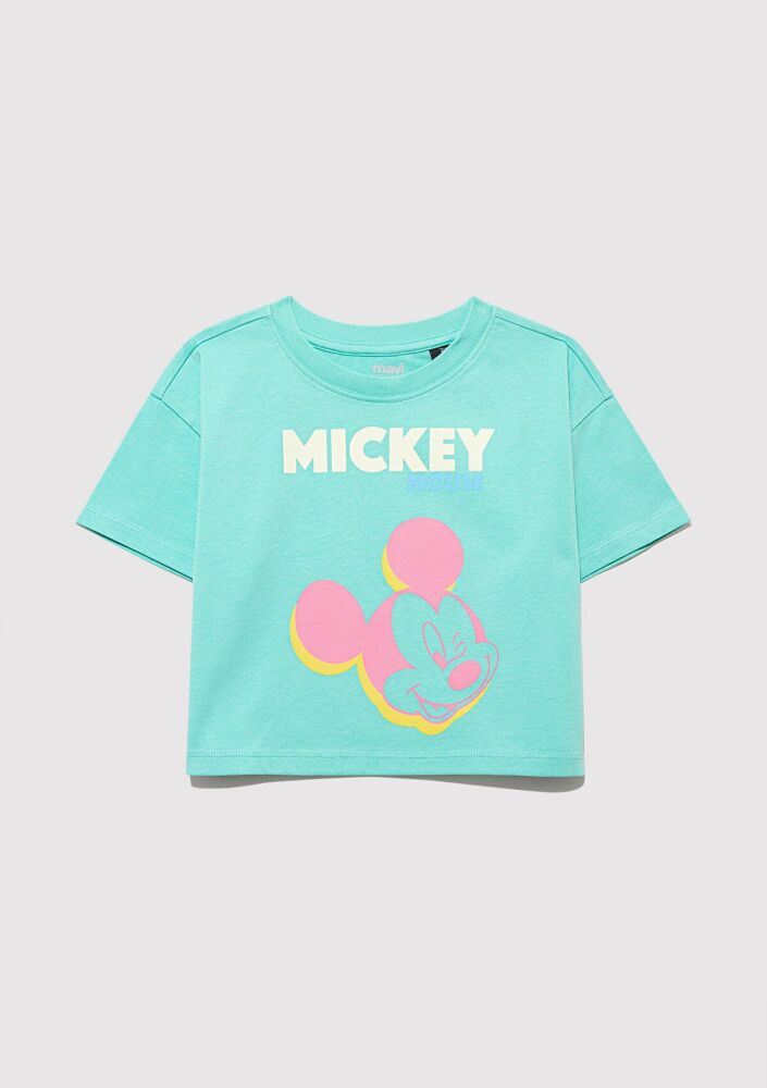 Mavi Mickey Mouse Baskılı Yeşil Çocuk Tişört 7610332-71673