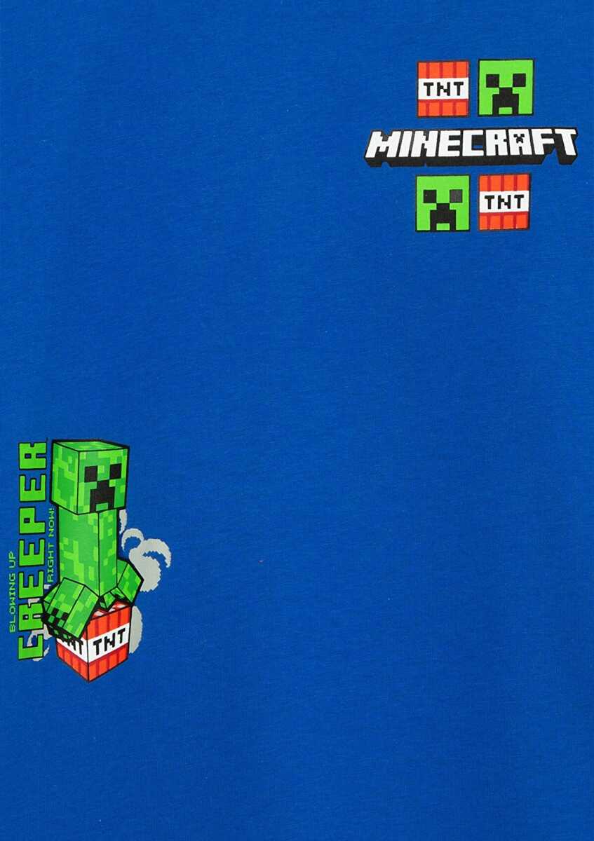 Mavi Minecraft Baskılı Oversize Çocuk Tişört 6610495-70896 - 5