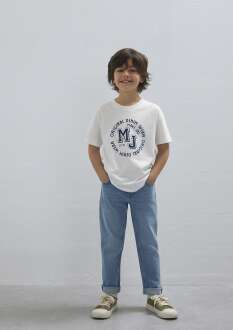 Mavi MJ Logo Baskılı Ekru Loose Fit Çocuk Tişört 6610395-70057 