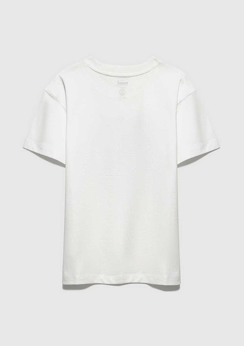 Mavi MJ Logo Baskılı Ekru Loose Fit Çocuk Tişört 6610395-70057 - 3