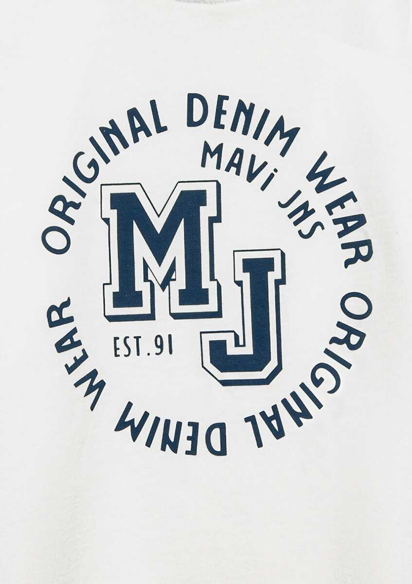 Mavi MJ Logo Baskılı Ekru Loose Fit Çocuk Tişört 6610395-70057 - 4