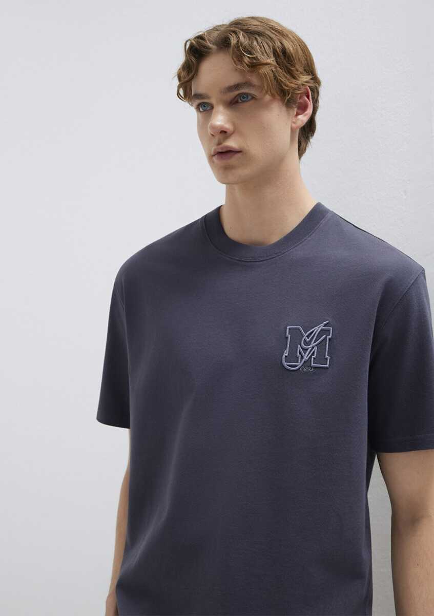 Mavi MJ Logo Detaylı Gri Loose Fit Erkek Tişört 0612885-70101 (1)