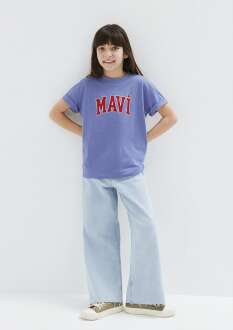 Mavi Mor Logo Baskılı Mor Tişört Loose Fit Çocuk 7610393-70855