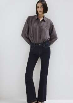 Mavi Mor (TENCEL™) Liyosel Karışımlı Loose Fit Kadın Gömlek 1211373-91534