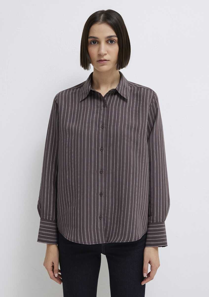 Mavi Mor (TENCEL™) Liyosel Karışımlı Loose Fit Kadın Gömlek 1211373-91534 - 3