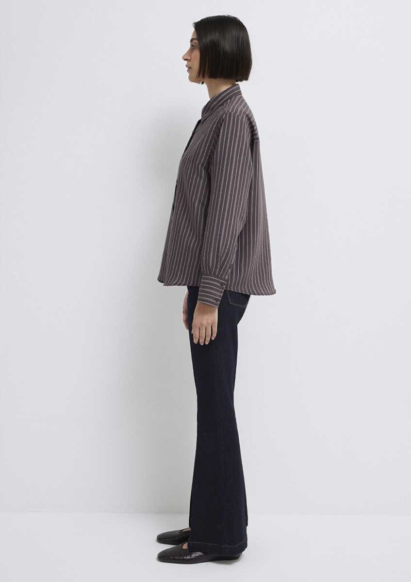 Mavi Mor (TENCEL™) Liyosel Karışımlı Loose Fit Kadın Gömlek 1211373-91534 - 4