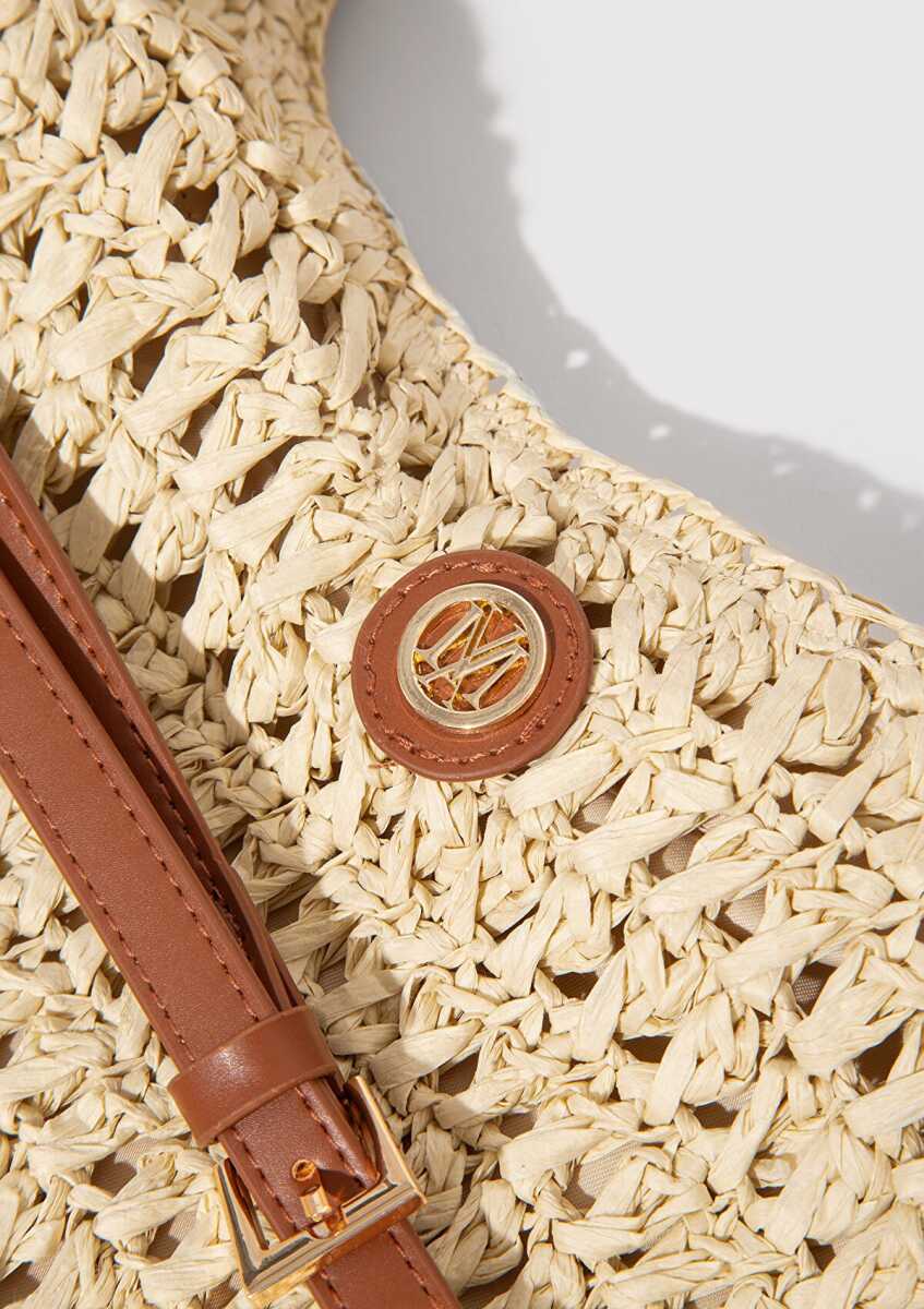 Mavi Mühür Logo Detaylı Hasır Çapraz Kadın Çanta 1913794-70072 - 4