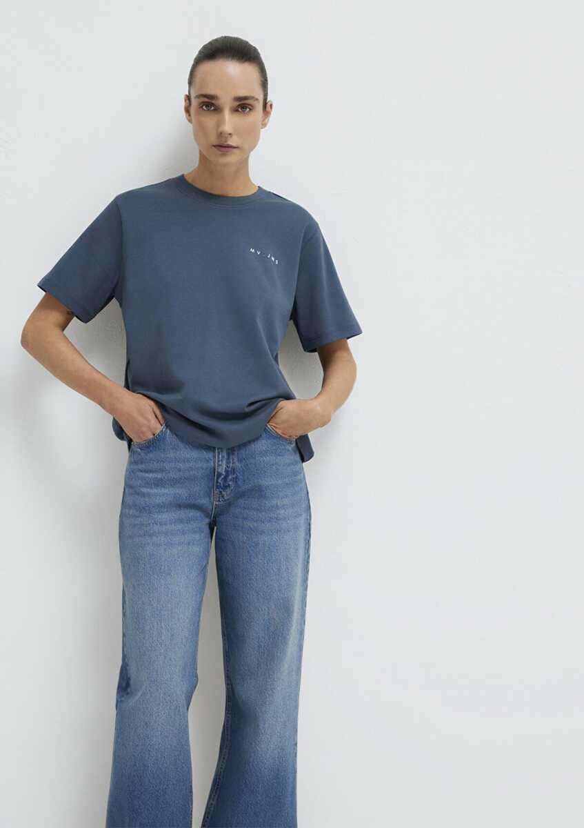 Mavi Mv Baskılı Koyu Lacivert Kadın Tişört 1613148-700500 (1)