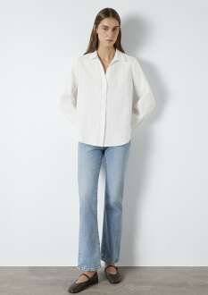 Mavi Nakış Detaylı Ekru Kadın Gömlek 1211380-70057 