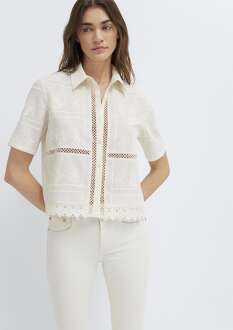 Mavi Nakış Detaylı Ekru Regular Fit Kadın Gömlek 1211465-70060 