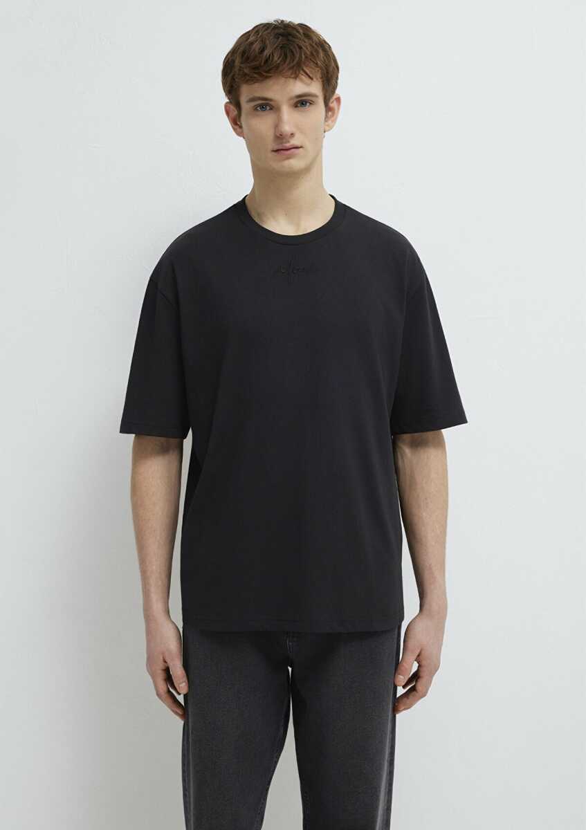 Mavi Nakışlı Siyah Relax Fit Erkek Tişört0613130-900 - 3