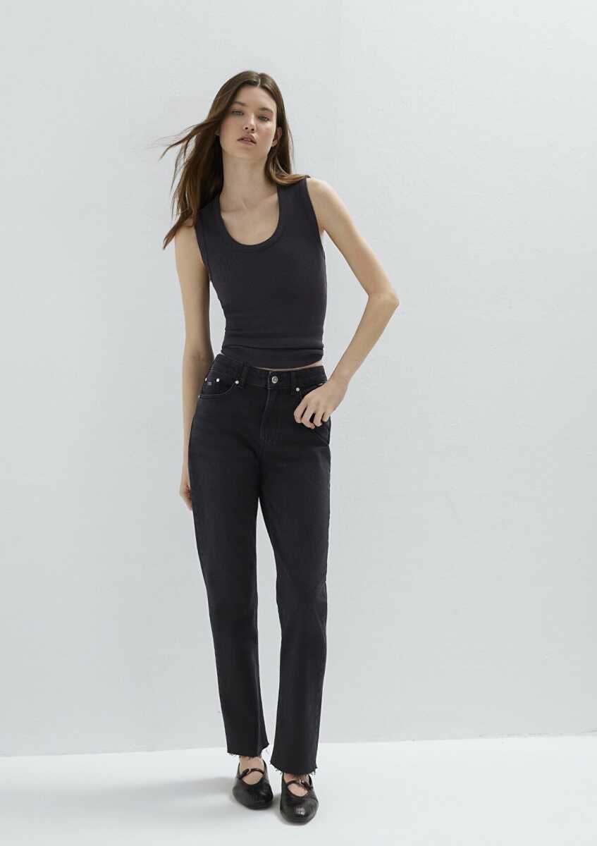 Mavi New York Classic Denim Gri Straight Yüksek Bel Kadın Jean Pantolon 101441-A3765 (1)