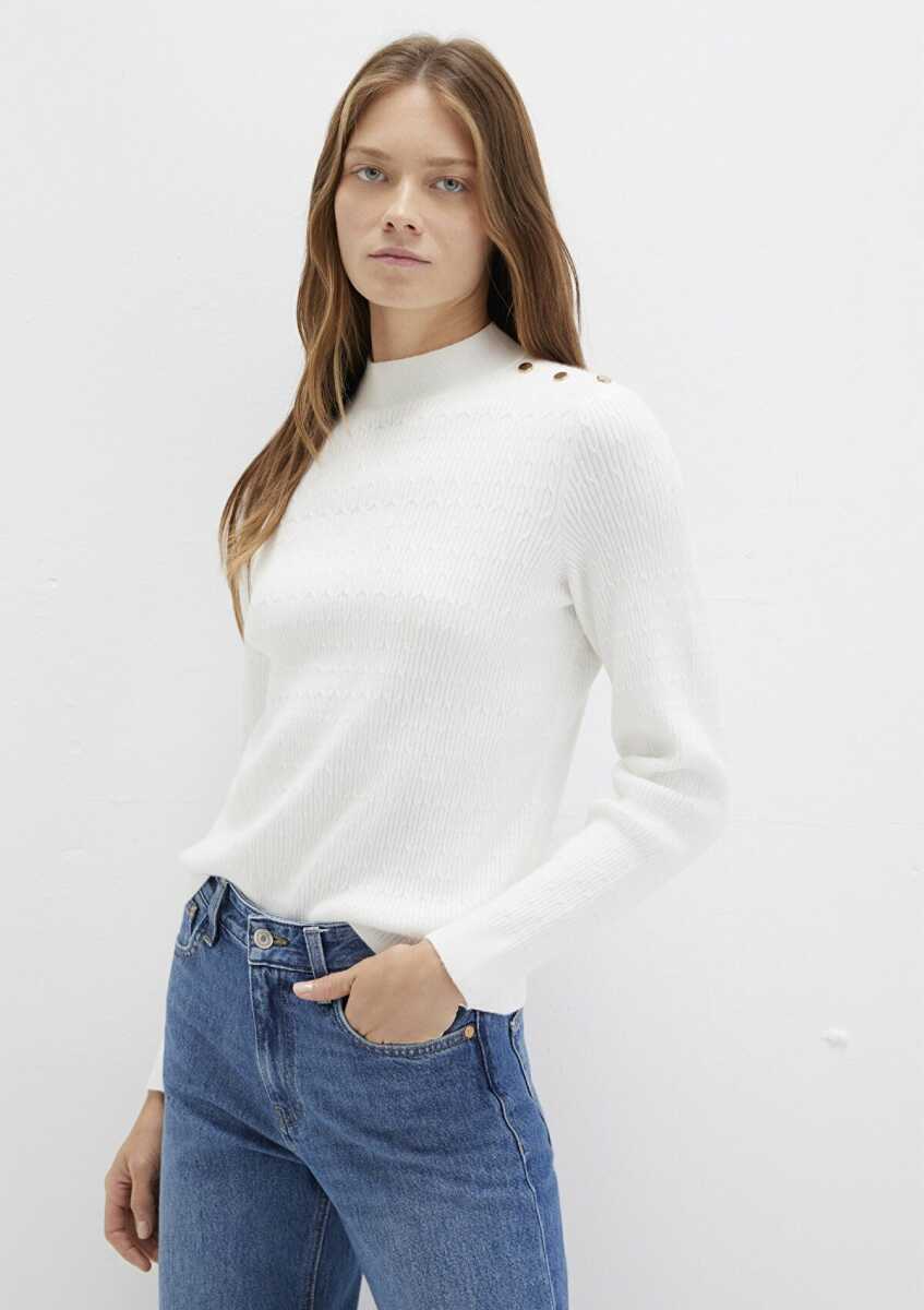 Mavi Omuz Detaylı Ekru Kadın Kazak 1710798-70057 - Mavi